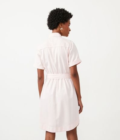 Vestido Corto en Sarga con Manga Corta y Banda para Amarre 3