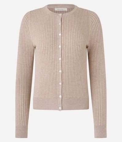 Cardigan Corto en Punto con Textura Acanalada 6