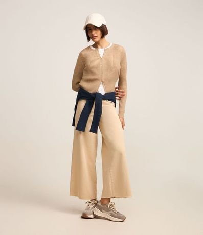 Cardigan Corto en Punto con Textura Acanalada 2