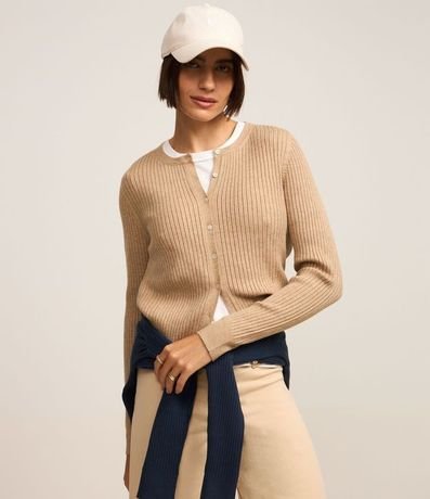 Cardigan Corto en Punto con Textura Acanalada 3