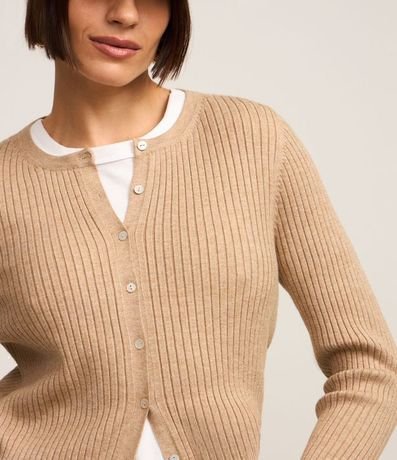 Cardigan Corto en Punto con Textura Acanalada 4