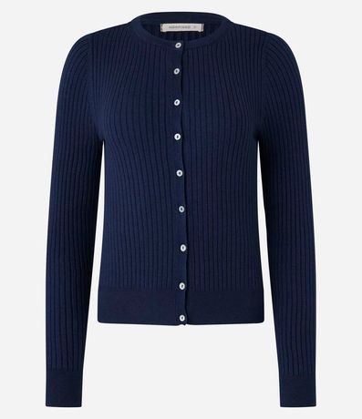 Cardigan Corto en Punto con Textura Acanalada 5