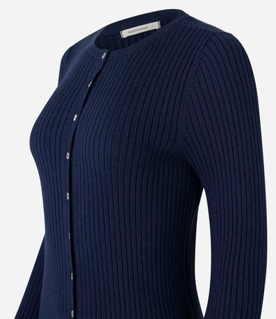 Cardigan Corto en Punto con Textura Acanalada 6