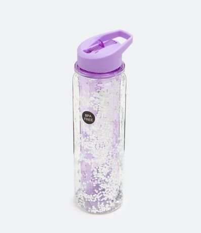 Botella Plástica con Pajita Reutilizble y Detalle de Purpurina 500ml 1
