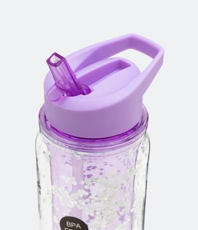 Botella Plástica con Pajita Reutilizble y Detalle de Purpurina 500ml 3