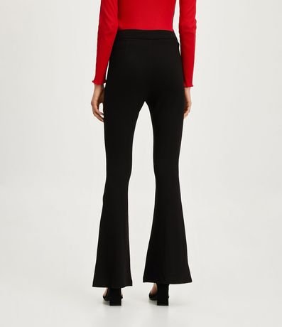 Pantalón Flare en Punto Roma con Cintura Alta y Botones de Escudo 3