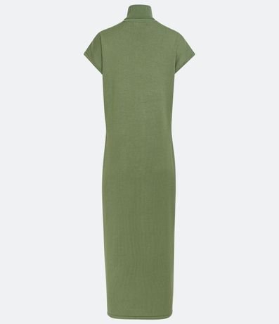 Vestido Midi en Punto con Cuello Alto y Manga Corta sin Sisa 8