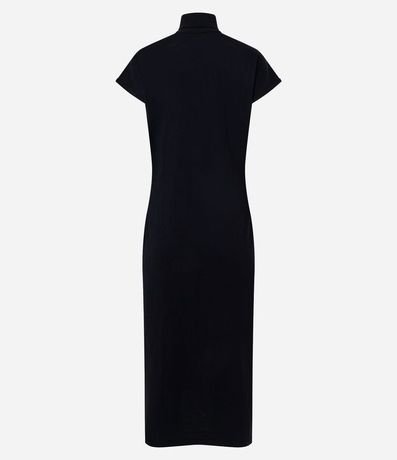 Vestido Midi en Punto con Cuello Alto y Manga Corta sin Sisa 7