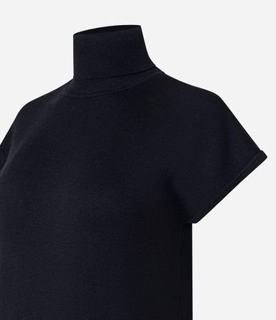 Vestido Midi en Punto con Cuello Alto y Manga Corta sin Sisa 8