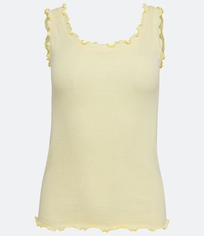 Blusa de Pijama Musculosa en Ribana con Volado en ela Borde 5