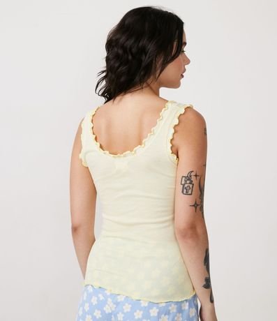 Blusa de Pijama Musculosa en Ribana con Volado en ela Borde 2