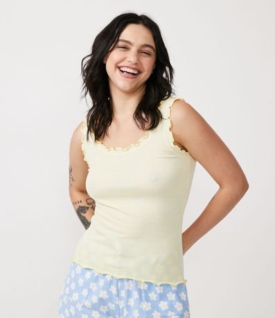 Blusa de Pijama Musculosa en Ribana con Volado en ela Borde 3