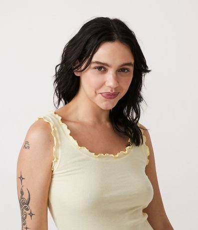 Blusa de Pijama Musculosa en Ribana con Volado en ela Borde 4