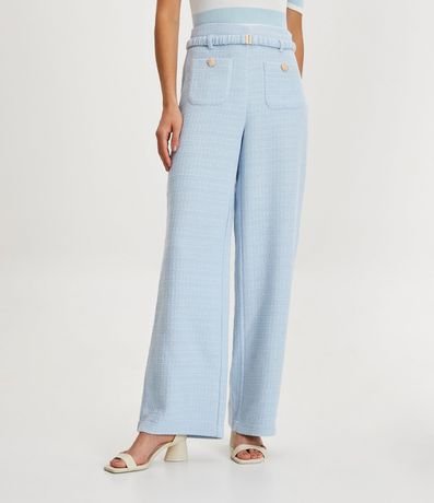 Pantalón Recto en Tweed con Bolsillos Delanteros y Cinturón 2