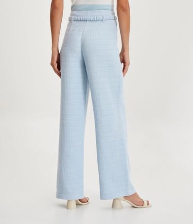 Pantalón Recto en Tweed con Bolsillos Delanteros y Cinturón 3