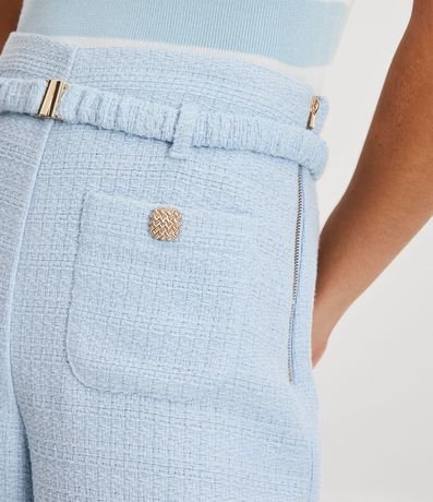 Pantalón Recto en Tweed con Bolsillos Delanteros y Cinturón 4