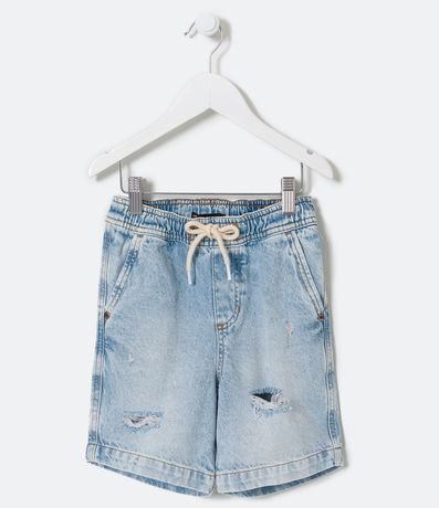 Bermuda Infantil Jeans con Desgastes y Cordón - Talle 5 a 14 años 1