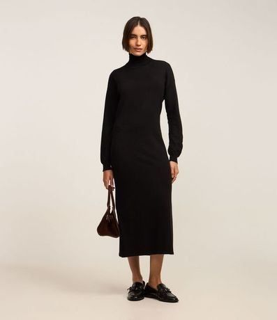 Vestido Midi de Punto con Cuello Alto 3