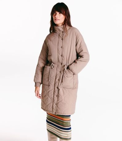Campera Alargada en Poliamida con Textura Capitoneada