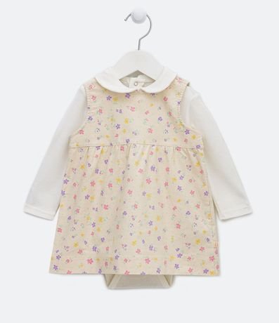 Vestido Infantil Floral con Body Cuello Muñeca - Talle 0 a 18 meses