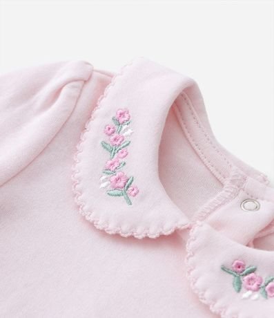 Body Infantil en Suedine con Bordado de Flor y Cuello Muñeca - Talle RN a 24 meses 4