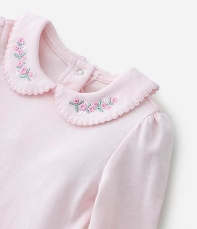 Body Infantil en Suedine con Bordado de Flor y Cuello Muñeca - Talle RN a 24 meses 6