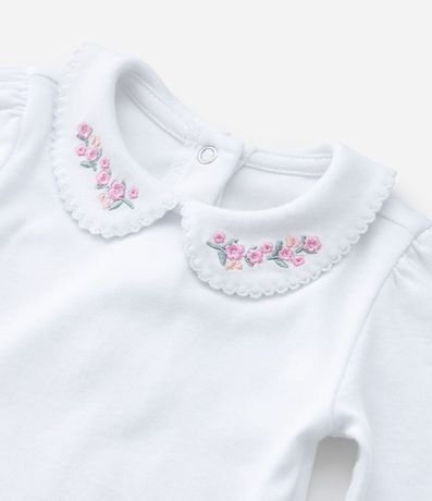 Body Infantil en Suedine con Bordado de Flor y Cuello Muñeca - Talle RN a 24 meses 7