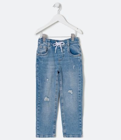 Pantalón Infantil Jeans con Desgastes y Cordón - Talle 5 a 14 años 1