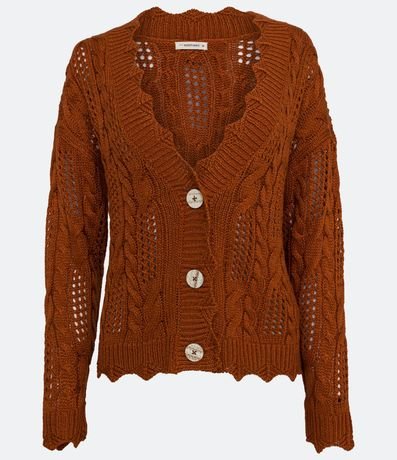 Cardigan en Punto con Detalles Texturizados y Huecos