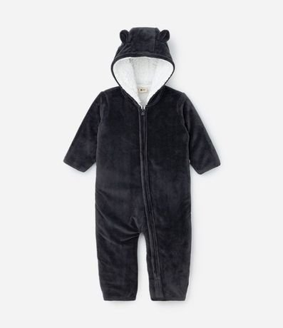 Mono Infantil en Plush Forro con Pelo y Capucha con Orejitas - Talle RN al 18 meses