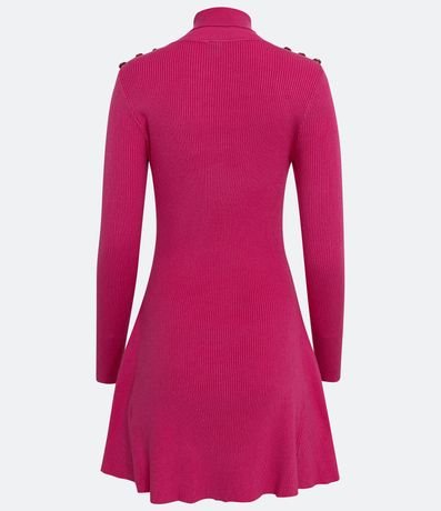 Vestido en Viscosa con Cuello Alto y Botones en los Hombros 6