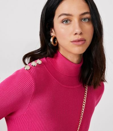 Vestido en Viscosa con Cuello Alto y Botones en los Hombros 4