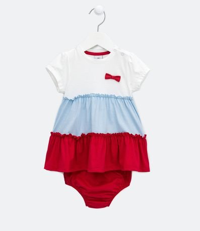 Vestido Marias Infantil con Lazo Pequeño Aplicado y Bombacha - Talle 0 a 18 meses 1