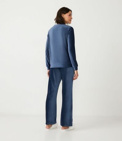 Pijama Largo en Plush con Textura Acanalada y Bordado Lettering 2