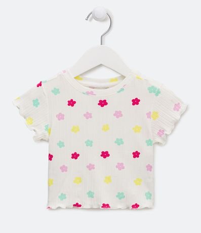 Blusa Infantil Acanalada con Estampado de Flores de Colores - Talle 1 a 5 años 1