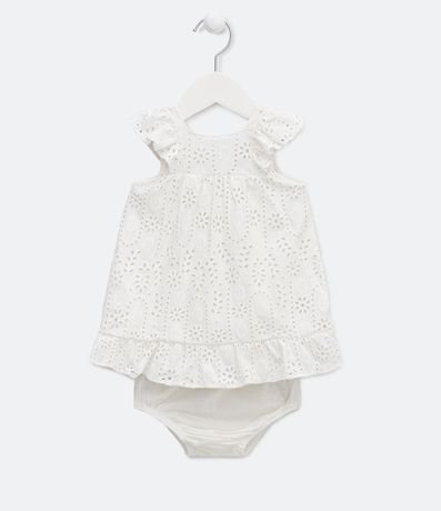 Vestido Infantil Texturizado con Volados y Bombacha - Talle 0 a 18 meses 1