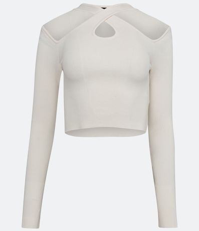 Blusa de Punto con Escote Cruzado y Cutouts en los Hombros y Busto 1