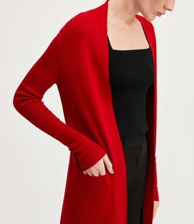 Cardigan Alargado Básico de Punto con Bolsillos 4