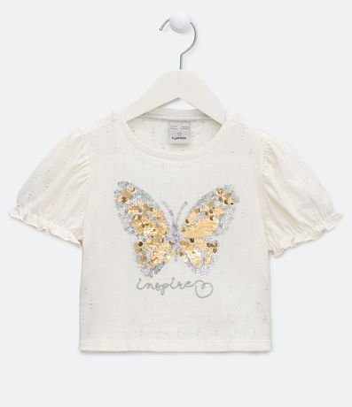 Blusa Infantil Estampado Mariposa de Lentejuelas - Talle 5 a 14 años 1