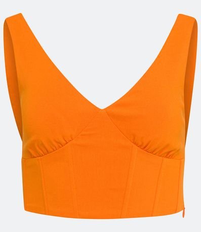 Blusa Cropped sin Mangas en Bengalina con Design Corset 5