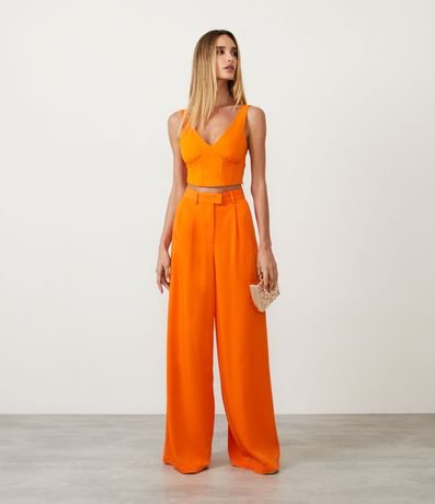 Blusa Cropped sin Mangas en Bengalina con Design Corset 2