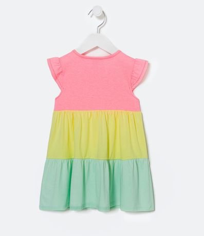 Vestido Marias Infantil Neón con Estampado Cara de Gatito - Talle 1 a 5 años 2