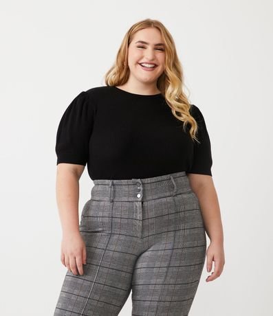 Blusa de Punto con Manga Abullonada Curve & Plus Size