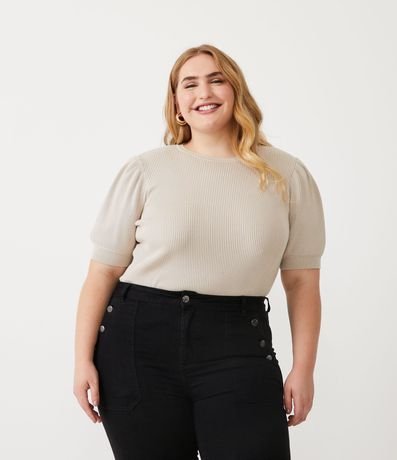 Blusa de Punto con Manga Abullonada Curve & Plus Size