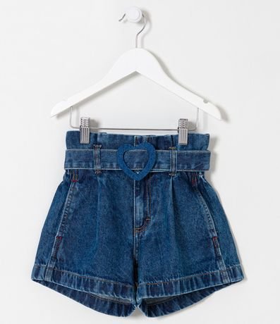Short Clochard Infantil Jeans con Cinturón y Hebilla de Corazón - Talle 5 a 14 años 1