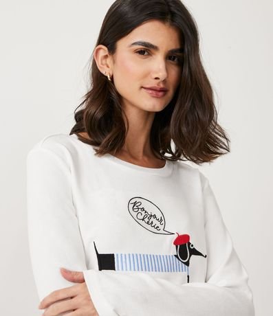 Pijama Largo de Punto con Estampado de Perro 3