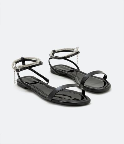 Sandália Rasteira Metalizado Acompanha Tornozeleira 3