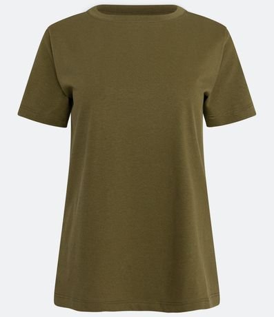 Blusa Alargada Básica en Algodón con Cuello Redondo y Manga Corta 5