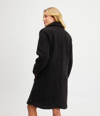 Campera Alargada en Sherpa con Bolsillos y Cierre Cruzado con Botones 3