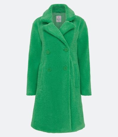 Campera Alargada en Sherpa con Bolsillos y Cierre Cruzado con Botones 2